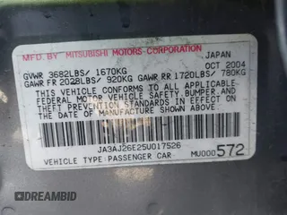 2005 Mitsubishi Lancer ES with VIN JA3AJ26E25U017526, listed as a IAAI auction lot 41680488 with 166,175 mi miles. Bid and sale history available at carsss.com. Image 9.