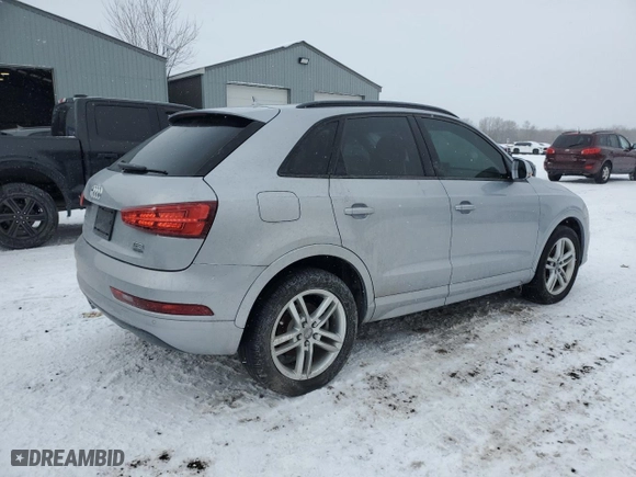 2018 Audi Q3 Premium with VIN WA1ECCFSXJR025678, listed as a Copart auction lot 83327954 with 43815 miles and Non Repairable. Bid and sale history available at carsss.com. Image 3.