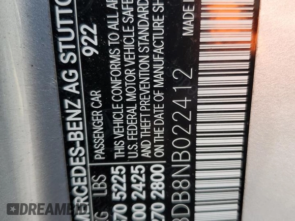 2022 Mercedes-Benz E-Class E 350 with VIN W1KZF8DB8NB022412, listed as a Copart auction lot 43628705 with 36,421 mi miles and Non Repairable. Bid and sale history available at carsss.com. Image 12.