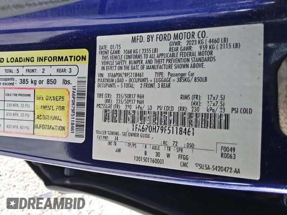 2015 Ford Fusion SE with VIN 1FA6P0H79F5118461, listed as a Copart auction lot 61857095 with 208,396 mi miles and Clean title. Bid and sale history available at DreamBid. Image 12.