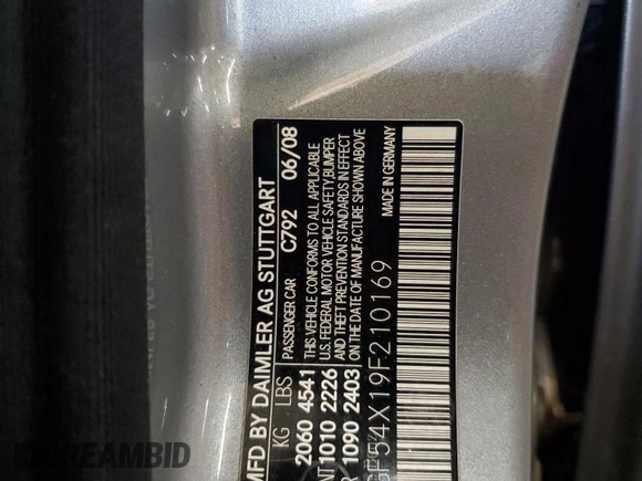 2009 Mercedes-Benz C 300 Sport with VIN WDDGF54X19F210169, listed as a Copart auction lot 61341655 with 190,275 mi miles and Salvage title. Bid and sale history available at DreamBid. Image 12.