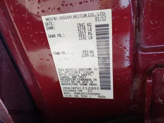 2012 Nissan Altima S z VIN 1N4AL2AP5CC212002, wystawiony jako IAAI lot #41914765 z przebiegiem 178 443 mil mil oraz . Historia ofert i sprzedaży dostępna na DreamBid. Obrazek 9.