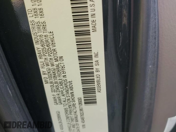 2006 Subaru Baja Special Sports с VIN 4S4BT62C667106930, выставлен на аукционе Copart как лот 70958114 с пробегом 90 055 миль миль и Списание • Salvage title. История ставок и продаж доступна на DreamBid. Изображение 14.