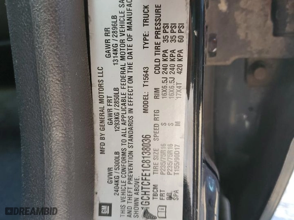 2012 Chevrolet Colorado LT w/1LT with VIN 1GCHTCFE1C8138036, listed as a Copart auction lot 89261465 with 238,215 mi miles and Salvage Title. Bid and sale history available at carsss.com. Image 12.