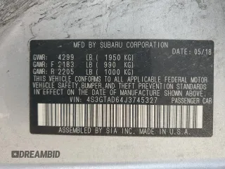2018 Subaru Impreza Premium with VIN 4S3GTAD64J3745327, listed as a Copart auction lot 58185385 with 179,945 mi miles and Salvage title. Bid and sale history available at DreamBid. Image 13.