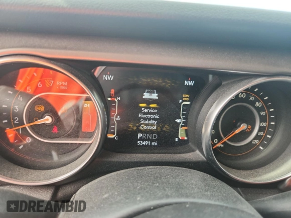 2020 Jeep Gladiator Sport S with VIN 1C6JJTAG0LL109695, listed as a Copart auction lot 63112895 with 53,491 mi miles and Non repairable. Bid and sale history available at DreamBid. Image 9.