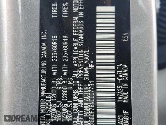 2022 Lexus NX 350 Premium z VIN 2T2GGCEZ8NC007791, wystawiony jako Copart lot #55934595 z przebiegiem 16 373 mil mil oraz Szkoda całkowita • Salvage title. Historia ofert i sprzedaży dostępna na DreamBid. Obrazek 14.