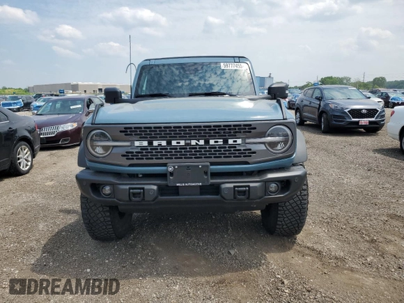 2022 Ford Bronco with VIN 1FMEE5DH7NLB89588, listed as a Copart auction lot 59777455 with 25,323 mi miles and Salvage title. Bid and sale history available at DreamBid. Image 5.