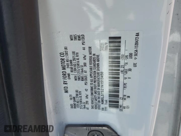2022 Ford Transit Connect XL z VIN NM0LS7S21N1513450, wystawiony jako Copart lot #50637825 z przebiegiem 194 766 mil mil oraz Czysty tytuł • Clean title. Historia ofert i sprzedaży dostępna na DreamBid. Obrazek 13.