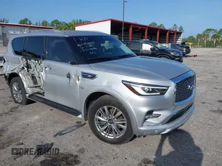 2020 Infiniti QX80 Luxe z VIN JN8AZ2NF8L9704194, wystawiony jako IAAI lot #42454057 z przebiegiem 110 635 mil mil oraz . Historia ofert i sprzedaży dostępna na DreamBid. Obrazek 1.