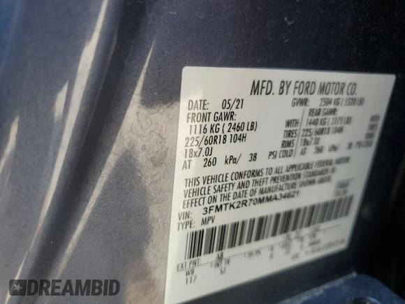 2021 Ford Mustang Mach-E California Route 1 с VIN 3FMTK2R70MMA34621, выставлен на аукционе Copart как лот 61424525 с пробегом 50 839 миль миль и Чистый • Clean title. История ставок и продаж доступна на DreamBid. Изображение 12.