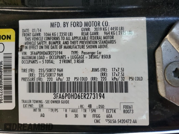 2014 Ford Fusion SE with VIN 3FA6P0HD6ER273194, listed as a Copart auction lot 86699364 with 195,381 mi miles and Clean Title. Bid and sale history available at carsss.com. Image 14.