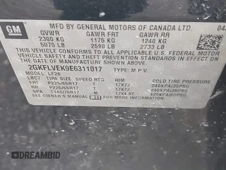 2014 GMC Terrain SLE with VIN 2GKFLVEK9E6311017, listed as a IAAI auction lot 41784238 with 110,684 mi miles. Bid and sale history available at carsss.com. Image 9.