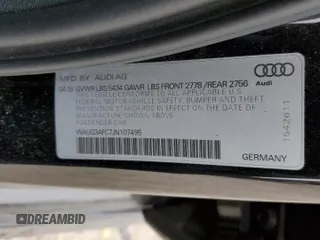 2018 Audi A6 Premium Plus with VIN WAUG3AFC7JN107495, listed as a Copart auction lot 36148093 with 41,968 mi miles. Bid and sale history available at carsss.com. Image 12.