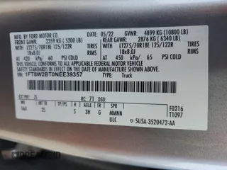 2022 Ford F-250 XL with VIN 1FT8W2BT0NEE39357, listed as a Copart auction lot 62615585 with 54,794 mi miles and Salvage title. Bid and sale history available at DreamBid. Image 12.