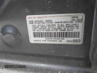2010 Mitsubishi Lancer ES with VIN JA32U2FU3AU001526, listed as a IAAI auction lot 42121770 with Not Provided miles and . Bid and sale history available at DreamBid. Image 9.