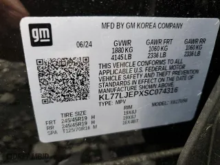2025 Chevrolet Trax 2RS with VIN KL77LJEPXSC074316, listed as a Copart auction lot 48201365 with 838 mi miles and Salvage Title. Bid and sale history available at carsss.com. Image 13.