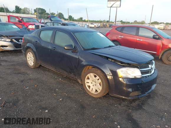 2014 Dodge Avenger SE with VIN 1C3CDZAB2EN108754, listed as a IAAI auction lot 42084617 with 144,074 mi miles. Bid and sale history available at carsss.com. Image 1.