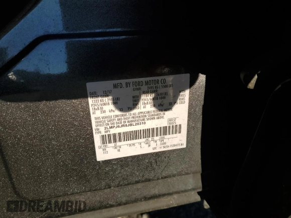 2018 Lincoln MKX Premiere with VIN 2LMPJ6JR8JBL20310, listed as a Copart auction lot 81709224 with Not Provided miles and Salvage Title. Bid and sale history available at carsss.com. Image 14.