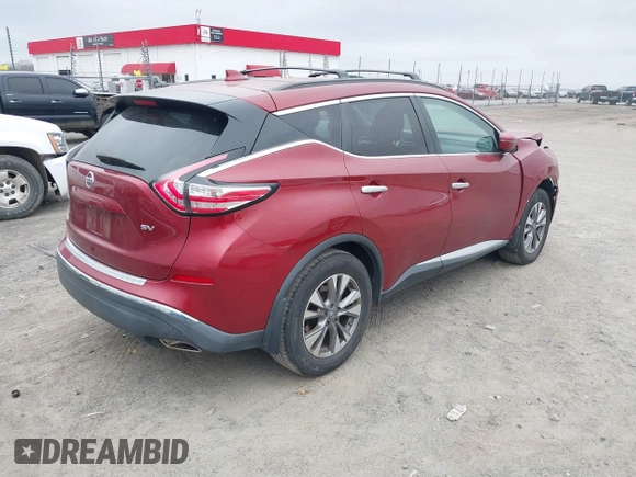 2018 Nissan Murano SV with VIN 5N1AZ2MG4JN163330, listed as a IAAI auction lot 41729187 with 94,229 mi miles and . Bid and sale history available at DreamBid. Image 4.
