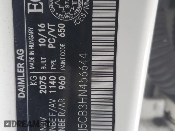 2017 Mercedes-Benz CLA 45 AMG with VIN WDDSJ5CB3HN456644, listed as a Copart auction lot 41773505 with Not Provided miles and Salvage Title. Bid and sale history available at DreamBid. Image 12.