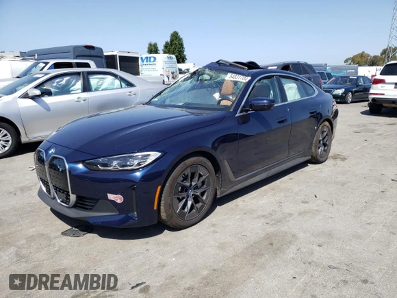 2024 BMW i4 eDrive40 with VIN WBY73AW03RFS22088, listed as a Copart auction lot 54831704 with 3,581 mi miles and Salvage Title. Bid and sale history available at carsss.com. Image 1.