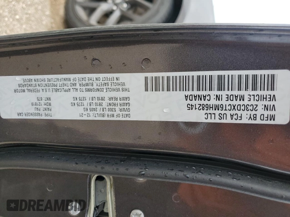 2021 Dodge Charger R/T with VIN 2C3CDXCT6MH682145, listed as a Copart auction lot 57914195 with 49,202 mi miles and Salvage title. Bid and sale history available at DreamBid. Image 12.