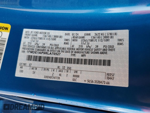 2024 Ford Bronco with VIN 1FMDE1AP9RLA70527, listed as a Copart auction lot 47448755 with 2,904 mi miles and Salvage title. Bid and sale history available at DreamBid. Image 13.