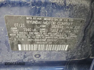 2021 Hyundai Accent Limited с VIN 3KPC34A6XME152699, выставлен на аукционе Copart как лот 53493065 с пробегом 74 021 миль миль и Списание • Salvage title. История ставок и продаж доступна на DreamBid. Изображение 12.