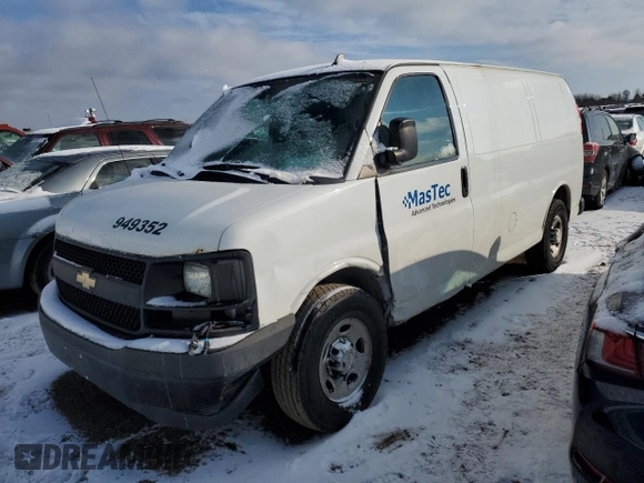 2017 Chevrolet Express Cargo with VIN 1GCWGAFF9H1289313, listed as a Copart auction lot 86978034 with 202,794 mi miles and Salvage title. Bid and sale history available at DreamBid. Image 1.