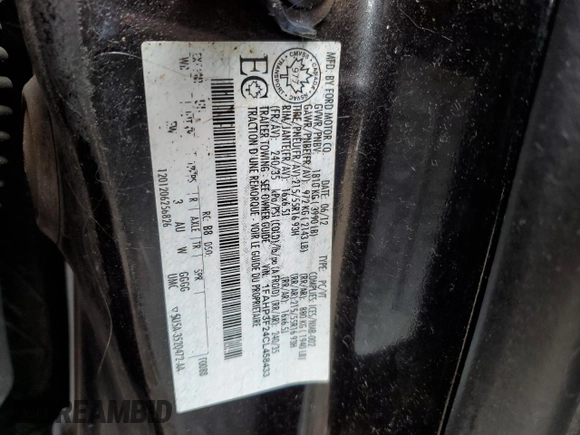 2012 Ford Focus SE with VIN 1FAHP3F24CL458433, listed as a Copart auction lot 48610995 with 283,408 mi miles and Clean Title. Bid and sale history available at DreamBid. Image 12.