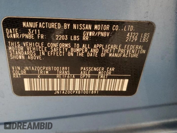 2011 Nissan LEAF SL with VIN JN1AZ0CPXBT001891, listed as a Copart auction lot 87545915 with 100,430 mi miles and Clean Title. Bid and sale history available at carsss.com. Image 12.