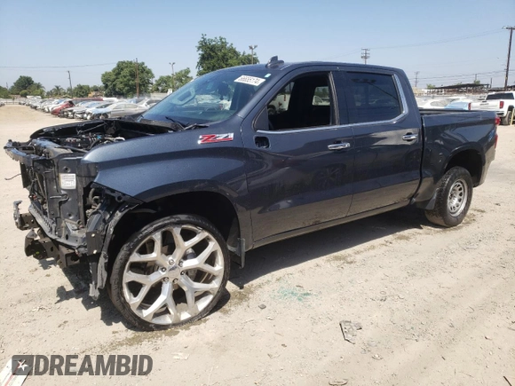 2020 Chevrolet Silverado 1500 LTZ with VIN 1GCUYGEL9LZ219724, listed as a Copart auction lot 66655174 with 47,087 mi miles and Salvage Title. Bid and sale history available at DreamBid. Image 1.