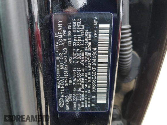 2023 Hyundai Kona SEL with VIN KM8K6CABXPU044904, listed as a Copart auction lot 41921915 with 33,630 mi miles and Salvage Title. Bid and sale history available at DreamBid. Image 13.