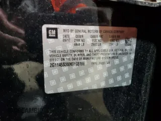 2017 Chevrolet Impala Premier z VIN 2G1145S3XH9193166, wystawiony jako Copart lot #58272745 z przebiegiem 72 782 mil mil oraz Szkoda całkowita • Salvage title. Historia ofert i sprzedaży dostępna na DreamBid. Obrazek 12.