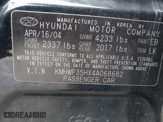 2004 Hyundai Sonata GLS with VIN KMHWF35HX4A068682, listed as a IAAI auction lot 41933856 with 127,508 mi miles. Bid and sale history available at carsss.com. Image 9.