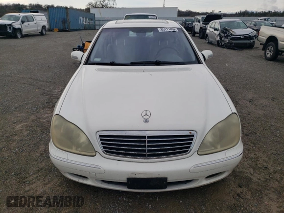 2002 Mercedes-Benz S-Class 5.0L with VIN WDBNG75J42A286054, listed as a Copart auction lot 85111494 with 0 mi miles and Salvage Title. Bid and sale history available at carsss.com. Image 5.