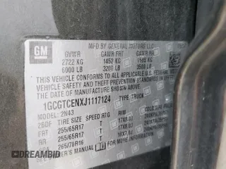 2018 Chevrolet Colorado 4WD LT with VIN 1GCGTCENXJ1117124, listed as a Copart auction lot 55953395 with 88,759 mi miles and Salvage title. Bid and sale history available at DreamBid. Image 12.
