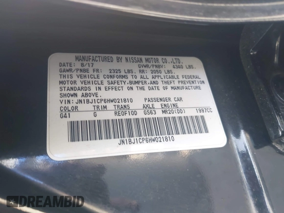 2017 Nissan Rogue SV with VIN JN1BJ1CP6HW021810, listed as a IAAI auction lot 42174714 with 91,180 mi miles and . Bid and sale history available at DreamBid. Image 9.