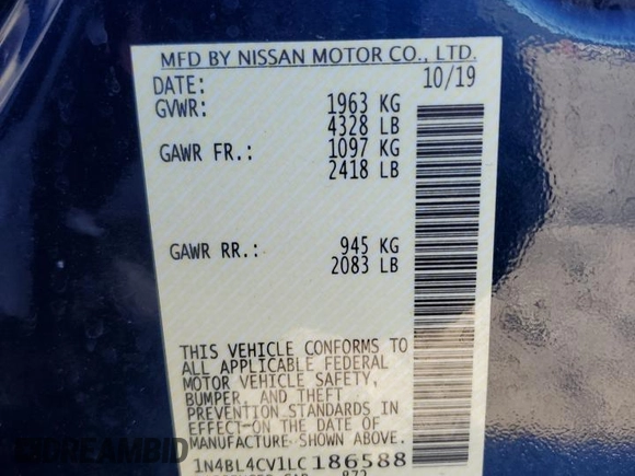 2020 Nissan Altima 2.5 SR with VIN 1N4BL4CV1LC186588, listed as a Copart auction lot 53732145 with 59,382 mi miles and Salvage Title. Bid and sale history available at carsss.com. Image 15.