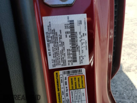 2022 Ford Mustang GT with VIN 1FA6P8CF1N5109250, listed as a Copart auction lot 61502765 with 35,956 mi miles and Salvage title. Bid and sale history available at DreamBid. Image 13.