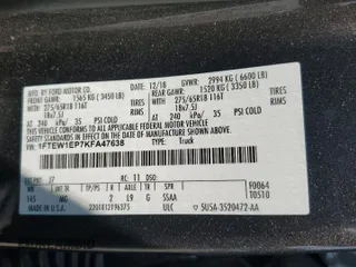 2019 Ford F-150 XL with VIN 1FTEW1EP7KFA47638, listed as a Copart auction lot 60193125 with 127,022 mi miles and Salvage title. Bid and sale history available at DreamBid. Image 12.