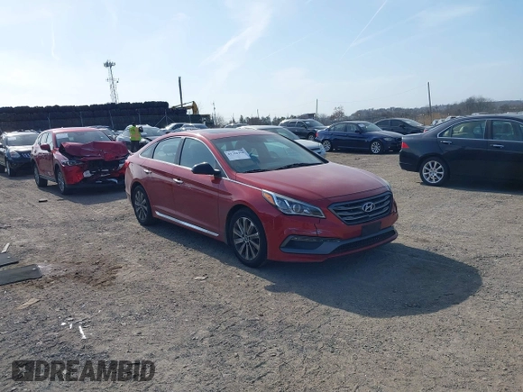 2017 Hyundai Sonata Sport with VIN 5NPE34AF6HH571353, listed as a IAAI auction lot 41796296 with 102,196 mi miles. Bid and sale history available at carsss.com. Image 1.