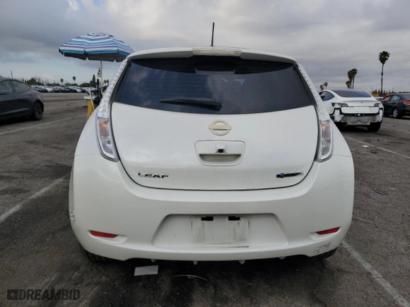 2015 Nissan LEAF SL with VIN 1N4AZ0CP0FC321455, listed as a Copart auction lot 44955645 with 0 mi miles and Salvage Title. Bid and sale history available at carsss.com. Image 6.