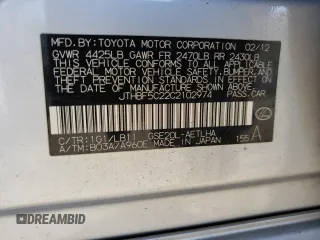 2012 Lexus IS 250 with VIN JTHBF5C22C2102974, listed as a Copart auction lot 41452735 with 200,415 mi miles and Non Repairable. Bid and sale history available at DreamBid. Image 12.