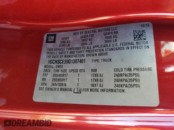 2016 Chevrolet Colorado 2WD LT with VIN 1GCHSCE39G1387461, listed as a Copart auction lot 79701694 with 105,644 mi miles and Salvage Title. Bid and sale history available at carsss.com. Image 12.