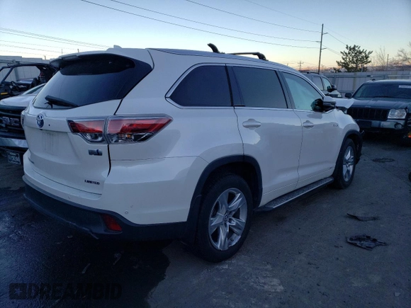 2016 Toyota Highlander Hybrid Limited with VIN 5TDDCRFH9GS017011, listed as a Copart auction lot 37613753 with 0 mi miles. Bid and sale history available at carsss.com. Image 3.