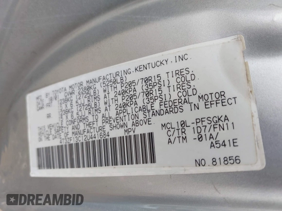 2002 Toyota Sienna LE с VIN 4T3ZF13C12U441684, выставлен на аукционе IAAI как лот 42273683 с пробегом 256 635 миль миль и . История ставок и продаж доступна на DreamBid. Изображение 9.