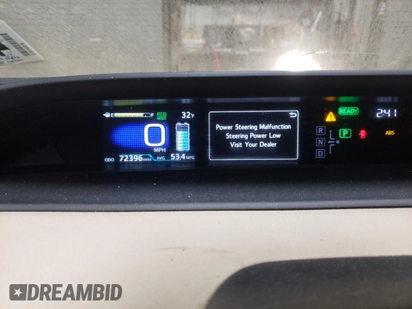 2019 Toyota Prius L Eco z VIN JTDKARFUXK3075083, wystawiony jako Copart lot #43968505 z przebiegiem 72 396 mil mil oraz Szkoda całkowita • Salvage title. Historia ofert i sprzedaży dostępna na DreamBid. Obrazek 9.
