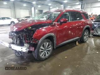 2024 Nissan Pathfinder SL z VIN 5N1DR3CC3RC245882, wystawiony jako Copart lot #81795054 z przebiegiem 22 908 mil mil oraz Szkoda całkowita • Salvage title. Historia ofert i sprzedaży dostępna na DreamBid. Obrazek 1.